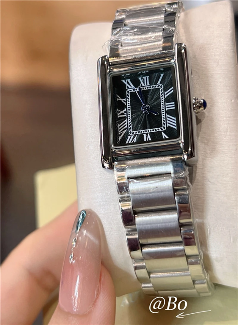 Модные брендовые наручные часы для женщин и девочек, 22 мм, красивый прямоугольный циферблат, стальной ремешок, кварцевые роскошные часы, хорошее качество CA199