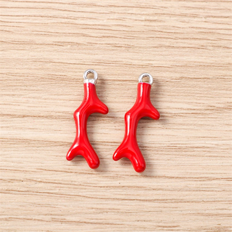 5 Stück 7 x 22 mm niedliche Emaille-Meereslebewesen-Korallen-Charms-Anhänger für die Herstellung von Ohrringen, Halsketten, Armbändern, DIY-Handwerk, Schmuckzubehör – Detail 6