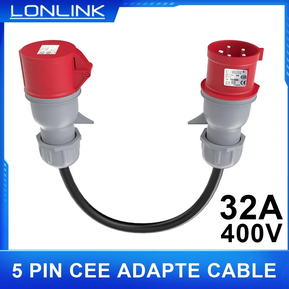 For Tesla model X S Y  5 pin Red CEE 32A Male to 16A Female CEE Adapter Gen  Ev Charger Extension Cord Connector 400V Outlet at