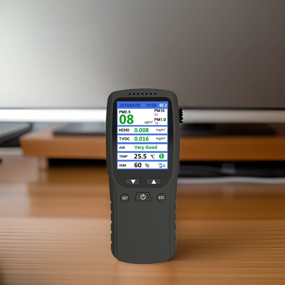 Handheld Air Quality Detector New Version PM2.5 Monitor Gas Analyzer PM2.5+ HCHO+TVOC+ AQI+PM1.0+PM10 +TEMP
