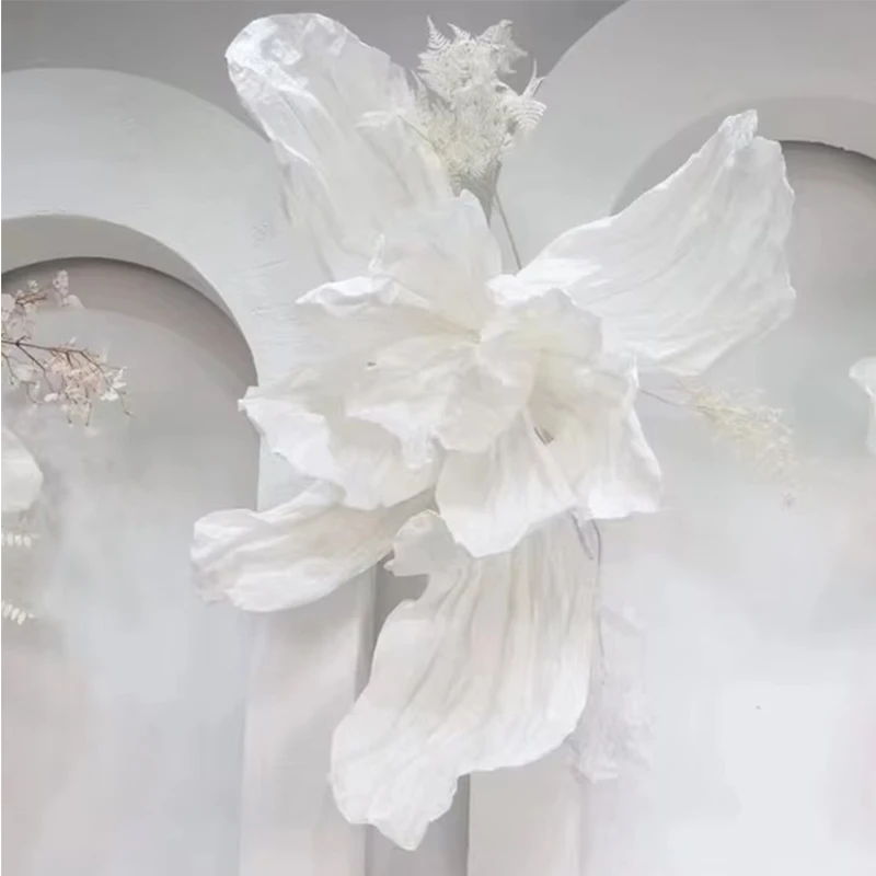 Handmade Wrinkled Paper Flower Iris Artificial Marriage Decor Big Flower Event Wedding Party Backdrop Decor Stage Window Layout