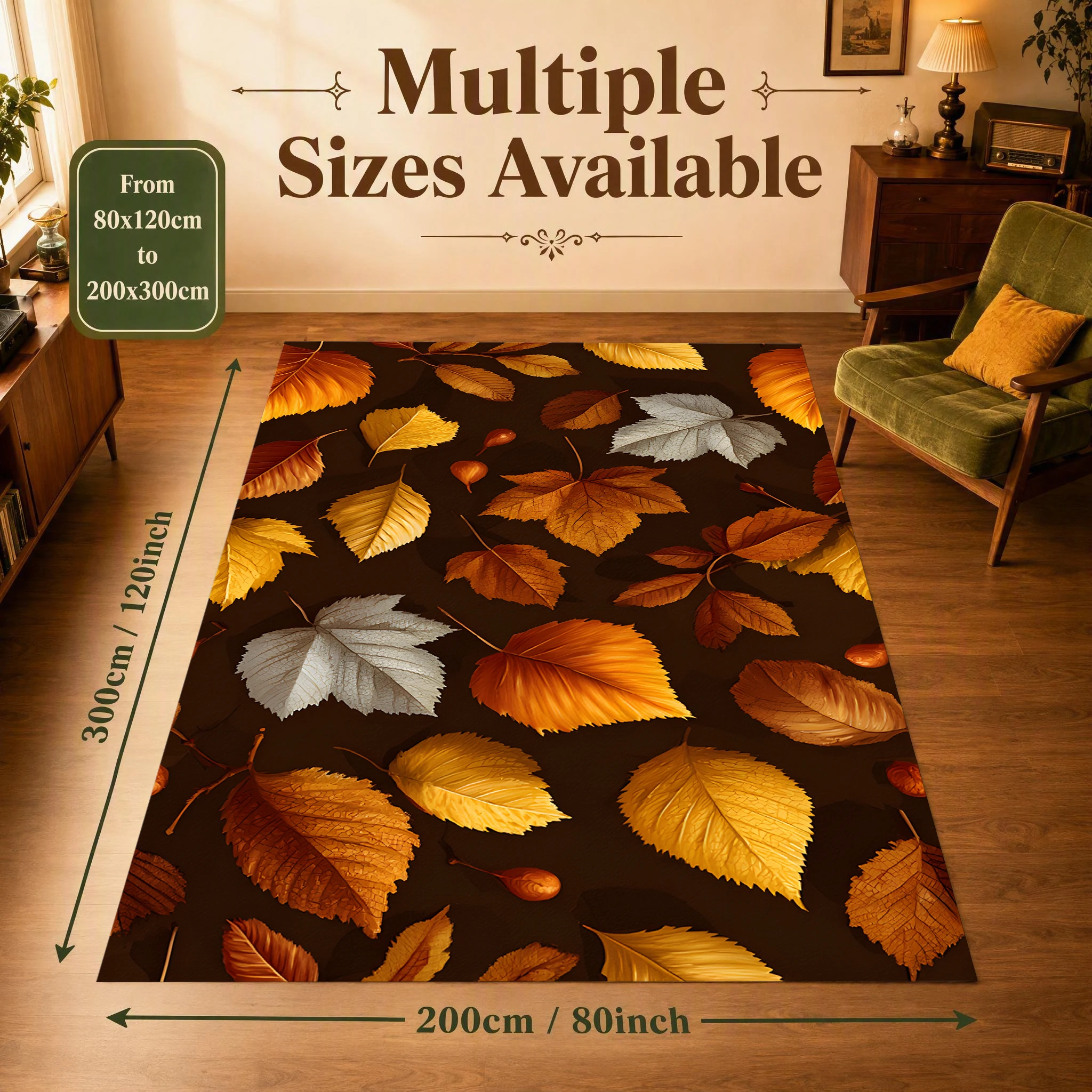 Autumn Leaf Prints Create a Warm and Cozy Atmosphere for the Living Room, Bedroom, and Entryway A Velvet Rug for Autumn and Winter Adds a Strong Harvest Feel.