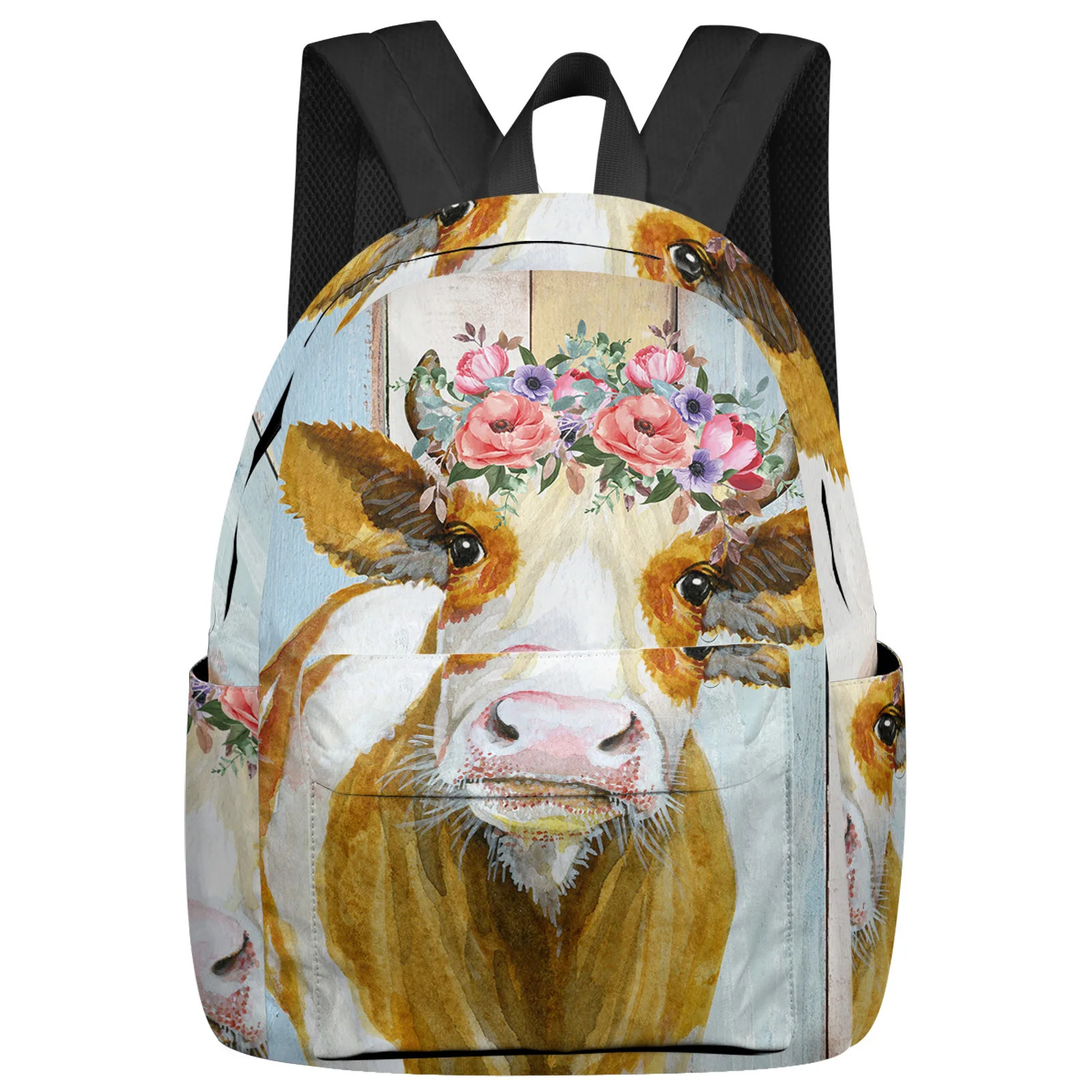 American Pastoral Farm Cow Wreath Women Man Backpacks Waterproof School Backpack For Student Boys Girls Laptop Bags Mochilas