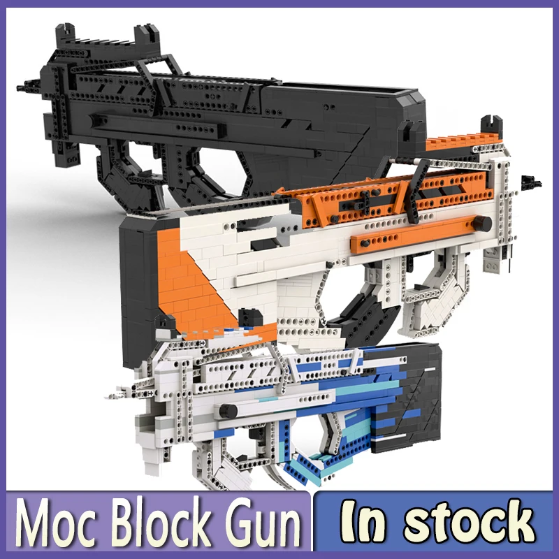 

MOC P90 Bricks Military Weapon Shootin Rifle Boys Assembled Building Blocks Launch Chicken Toy Puzzle Sniper Gun Children Gift