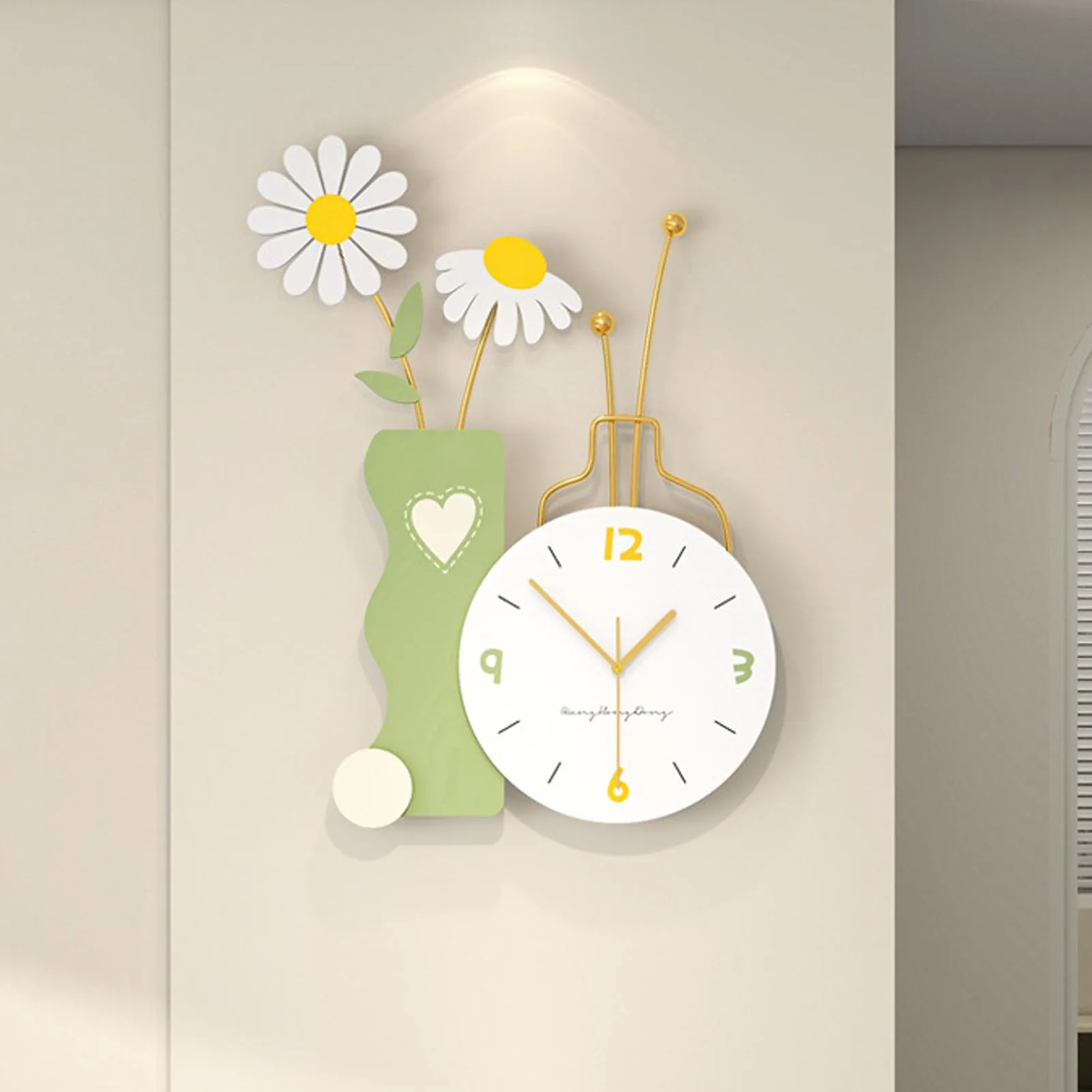 

Wall Clock Luxury Fashionable Flower Decorative Wall Clock For Living Room Entrance