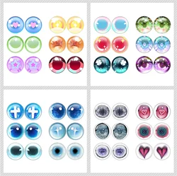 12pcs/Bag Cute Pattern Eyes Chips Suitable For Blythe Doll Super Thin Pupil Glass Cabochons Accessories Items Wholesale
