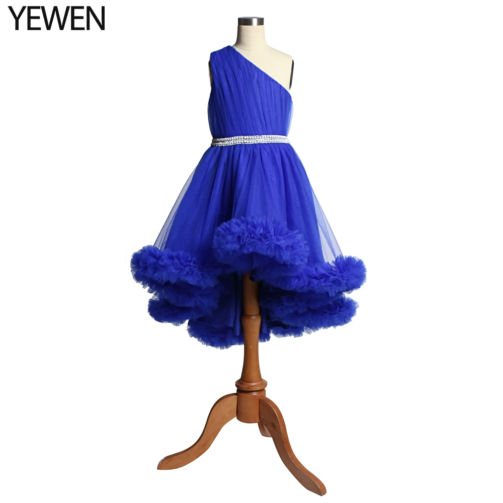 

One Shoulder Kids Dress for Girls Party and Wedding Christmas Clothing Princess Flower Tutu Dress Children Photo shoot Gown