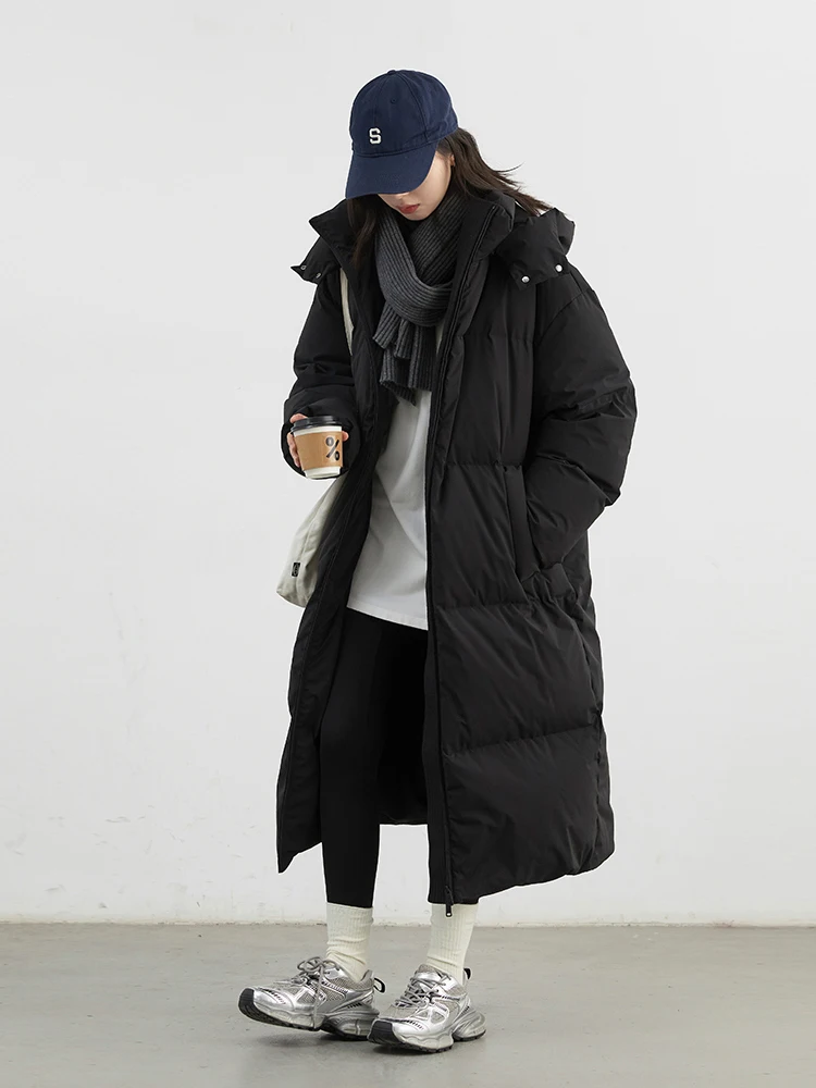 CHIC VEN Damskie płaszcze puchowe Moda Koreańska Luźny Krój Jednolity Kolor 90% Białe Puchy Kacze Kurtki Damskie Długie Ciepłe Ubrania Jesień Zima Nowość 2025