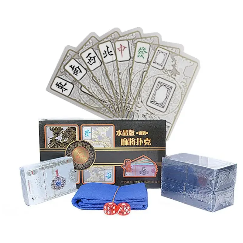 148 Piece-Cards Crystal Mahjong Set Waterproof Lightweight Poker Playing Card Classic Game For Mahjong Lovers And Beginners