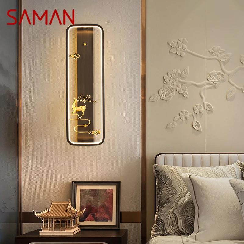 

SAMAN Brass Wall Lamp LED Modern Luxury Sconce Interior Decoration Household Bedroom Bedside Living Room Corridor Lighting