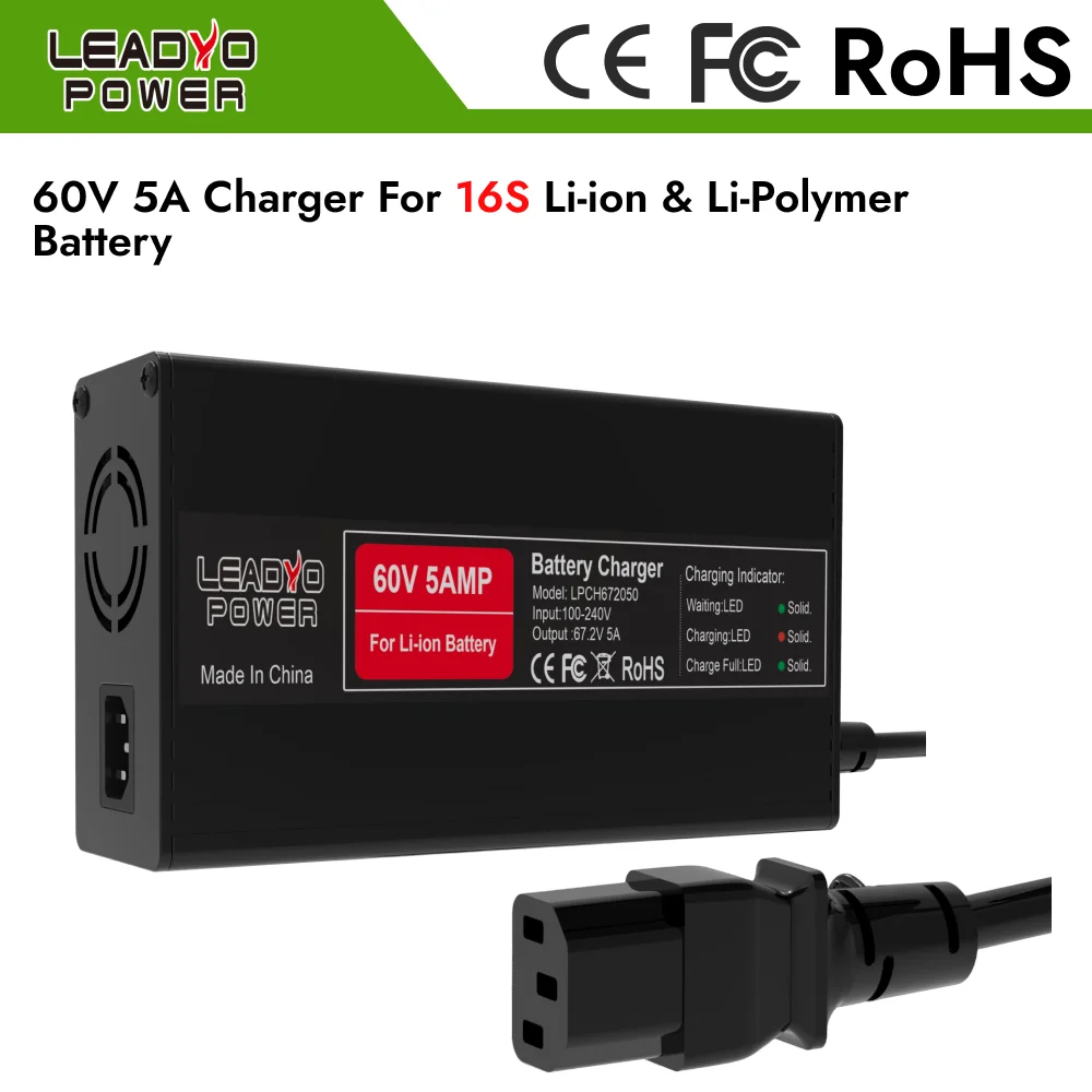 

67.2V 5A Charger 60V li-ion for For Ebike Electric Motorcycle With IEC Plug Lithium battery charger 16s