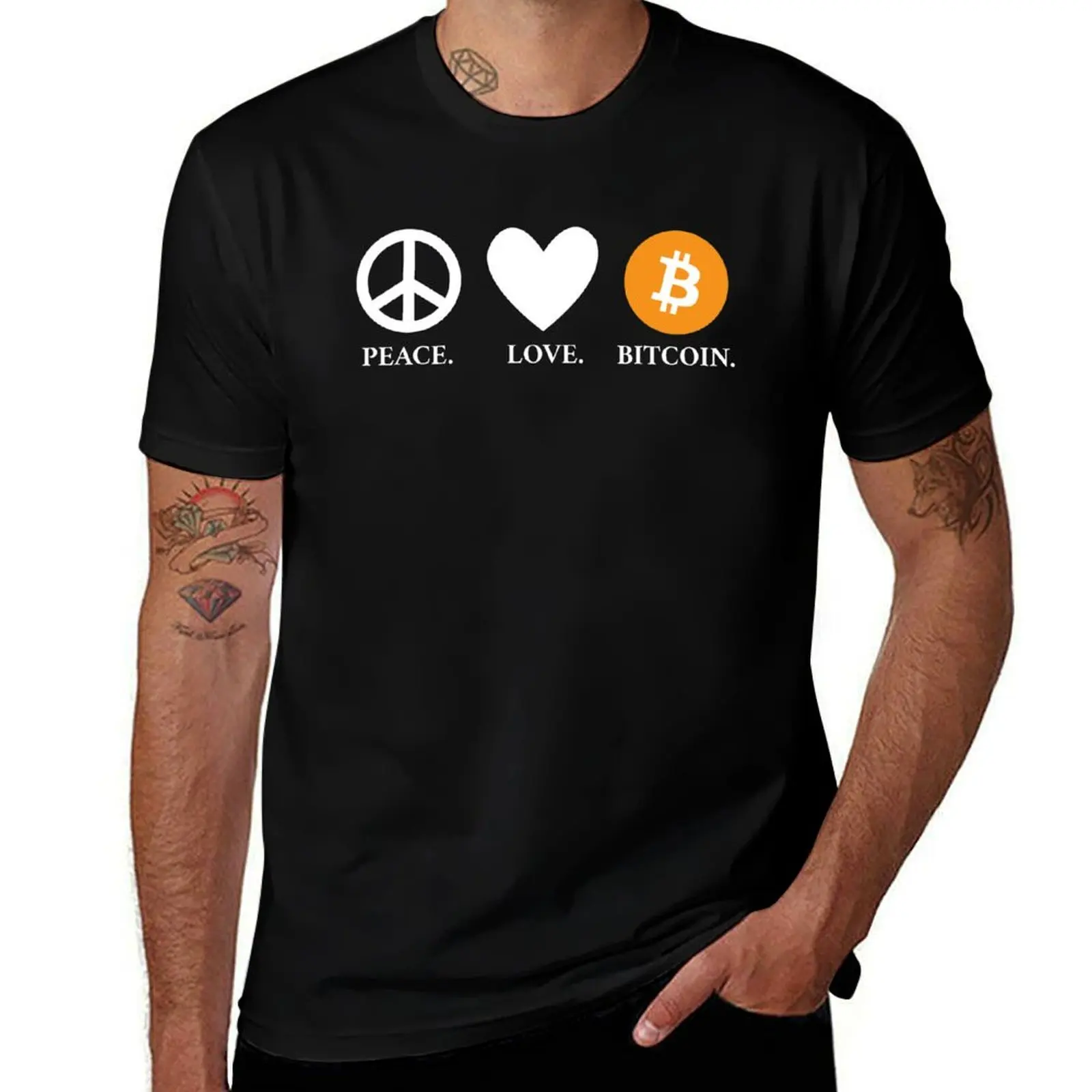 

Peace. Love. Bitcoin. T-Shirt t shirt man luxury man tshirt g man t shirts for men T-Shirt