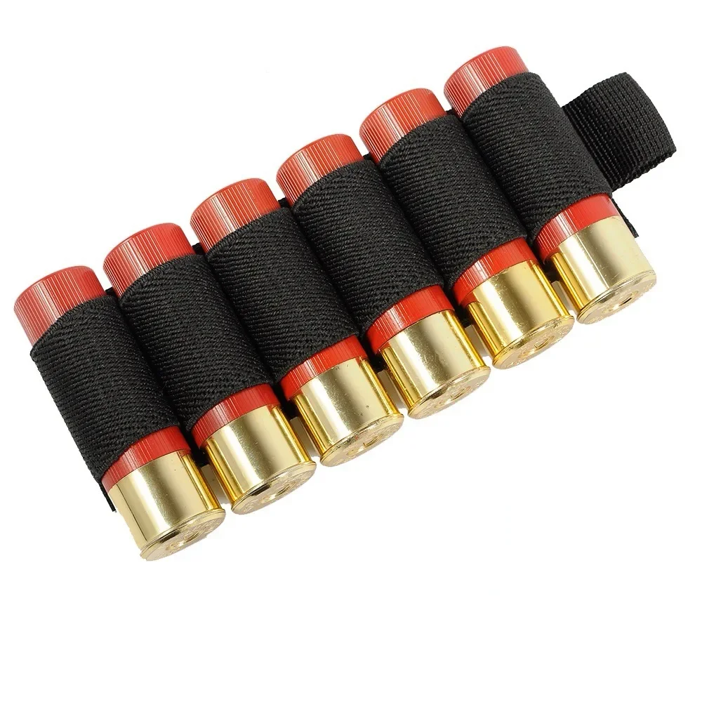Hunting Accessories 6 Round Shotgun Buttstock Shell Holder 12GA Gun Ammo Pouch Rifle Stock Shotshell Bullet Carrier Hook & Loop