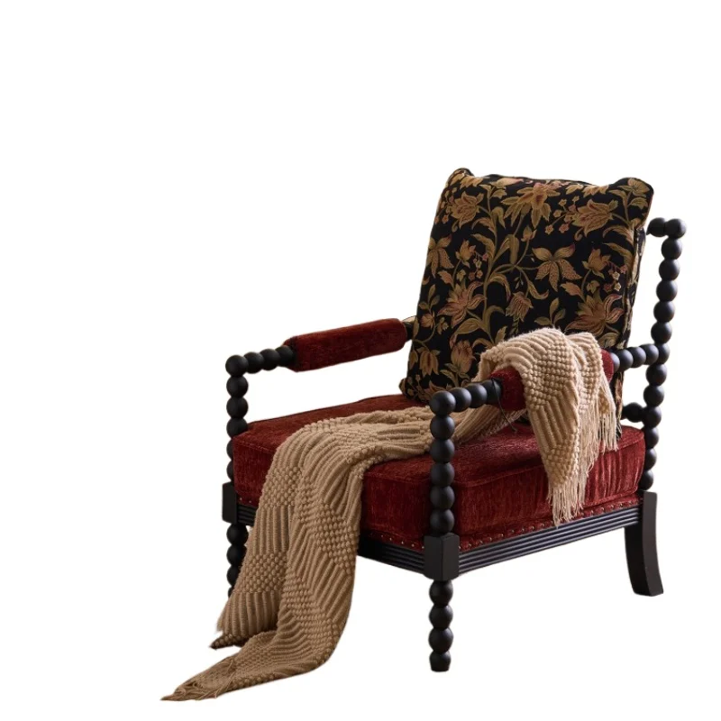 

/Jenny sofa chair/French retro casual single chair American solid wood lazy sofa