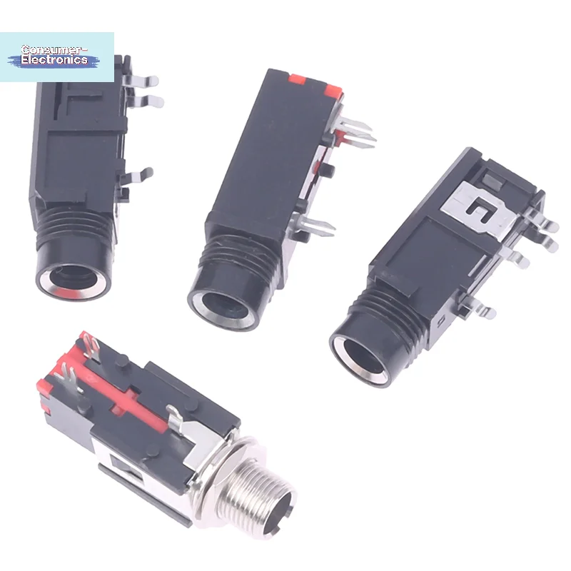 【2PCS 6.35mm Audio Jack 3Pin Stereo Audio Socket Microphone Welding Line For Microphone Socket】