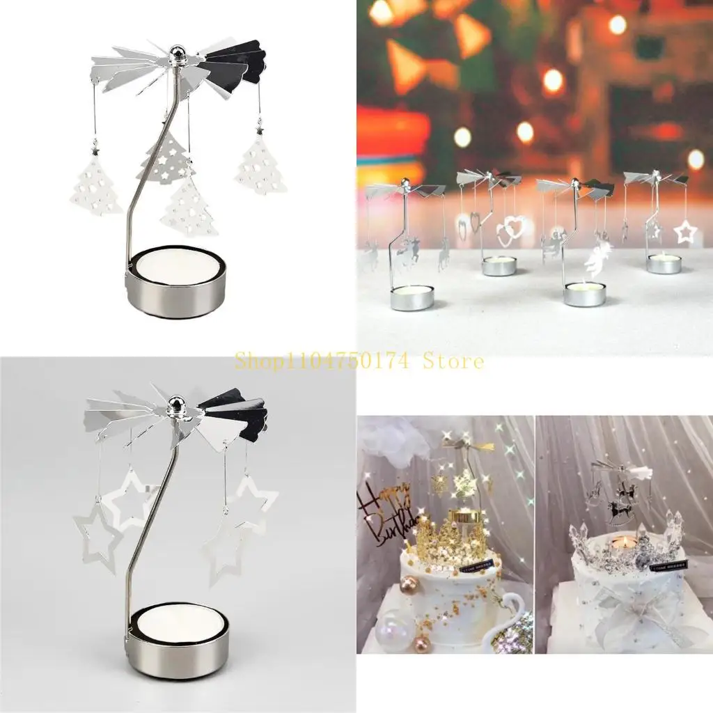 Creative Rotating Candlestick Spining Metal Tealight Holder for Christmas top sale,New Year Gift,Metal Tealight Candle Holder fo