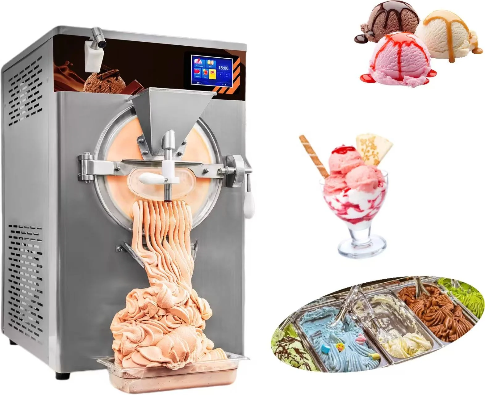 

Industrial-grade Hard Ice Cream Machine Equipment For Food Processing Plants With High Power Large-capacity Container Design