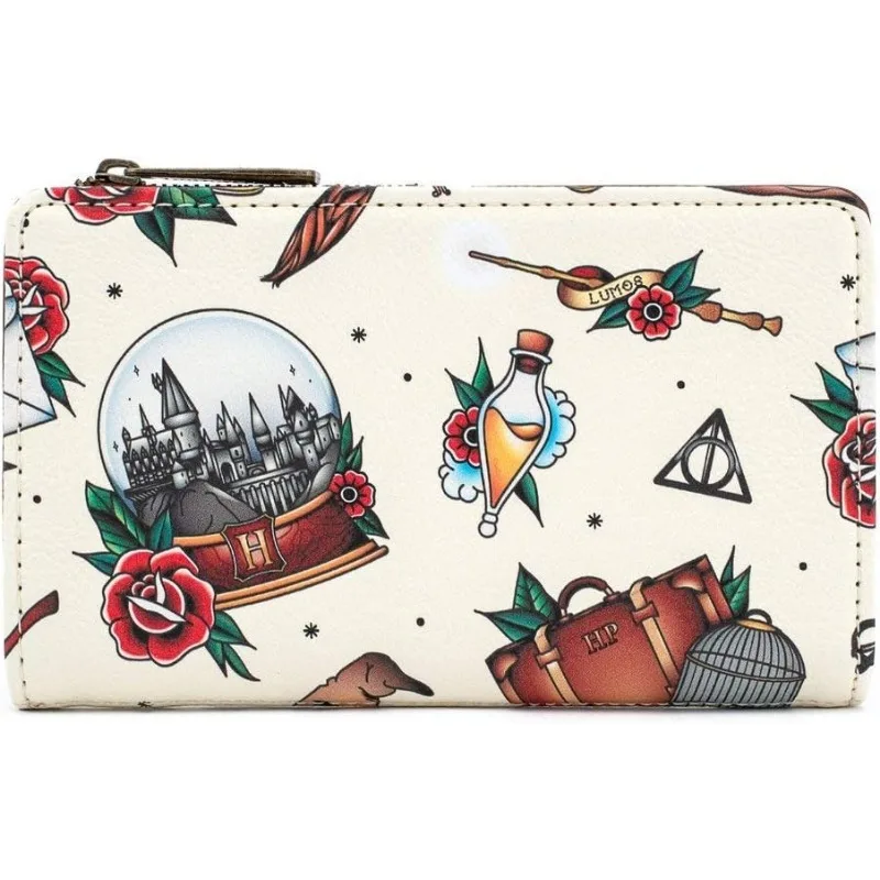 Loungefly Harries Tattoo Print Pottered Faux Leather Bi-fold Wallet Coin Purse