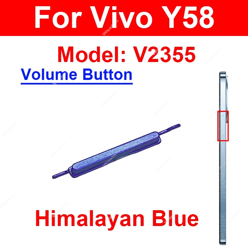 

Для Vivo Y58 Y78+ Y200i Y200+ Y200t 5G Кнопки регулировки громкости Боковая кнопка Громкость питания Клавиши громкости Гибкий кабель Запчасти для ремонта