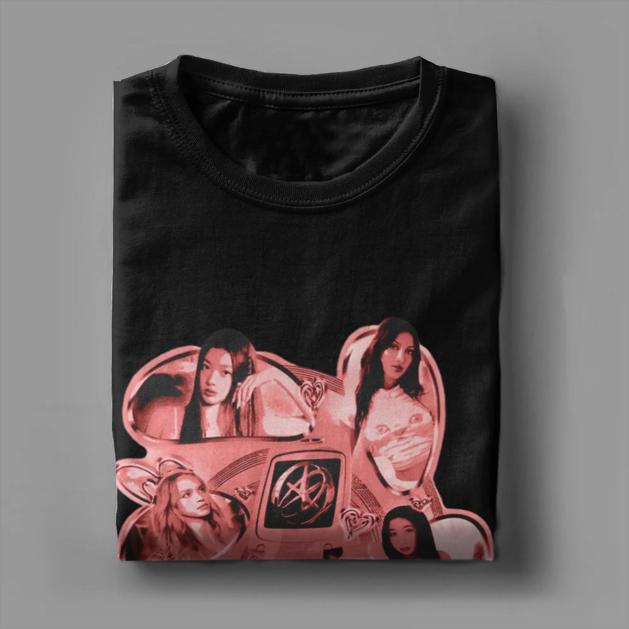 Футболка с эффектом свечения Girl Band Katseye, пляжные винтажные футболки, хлопковая новинка, футболка для взрослых, повседневные футболки с короткими рукавами