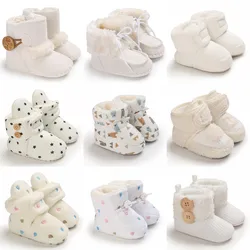 2022 Baby Autumn Winter Boots Baby Girl Boys Winter Warm Shoes Solid Fashion Toddler Fuzzy Balls First Walkers Kid Shoes 0-18M