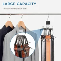 360 °   Crochet de suspension de ceinture rotatif, support de ceintures en métal Durable, organisateur pour ceintures, foulards, soutiens-gorge, attaches, cintres de rangement pour dortoir à domicile 2