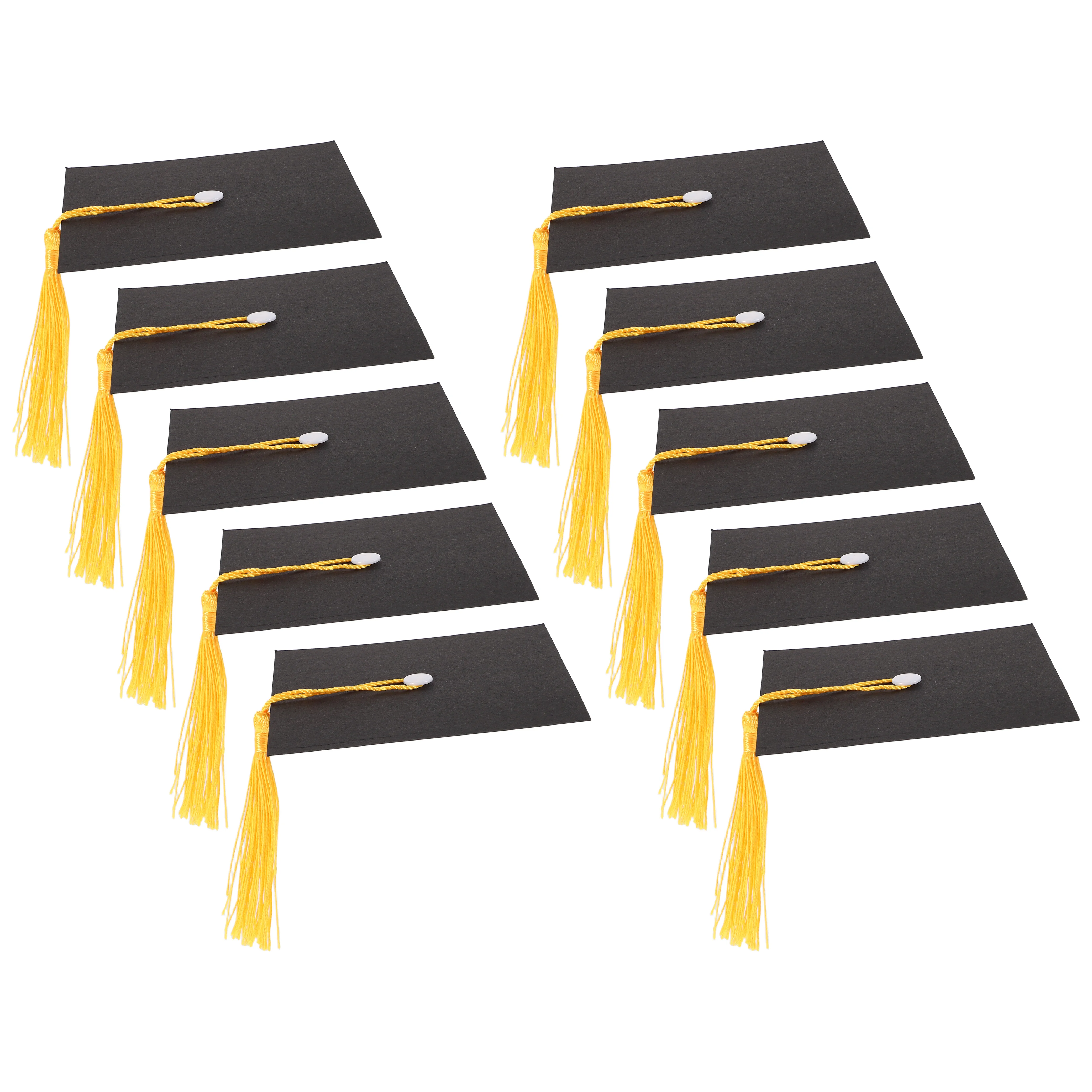 20Pcs Graduation Cap Cupcake Toppers Black Doctoral Grad Hat Tassel Creative Chocolate Candy Decorations Graduation Favors