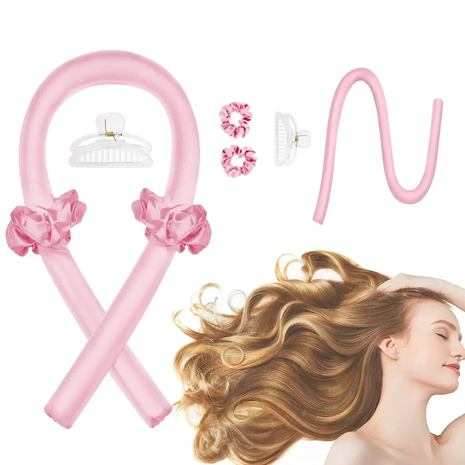 

Heatless Hair Curler Rod Headband Silk Curls Ribbon Hair Rollers Sleeping Soft Headband Lazy Hair Curlers Salon Style Tools