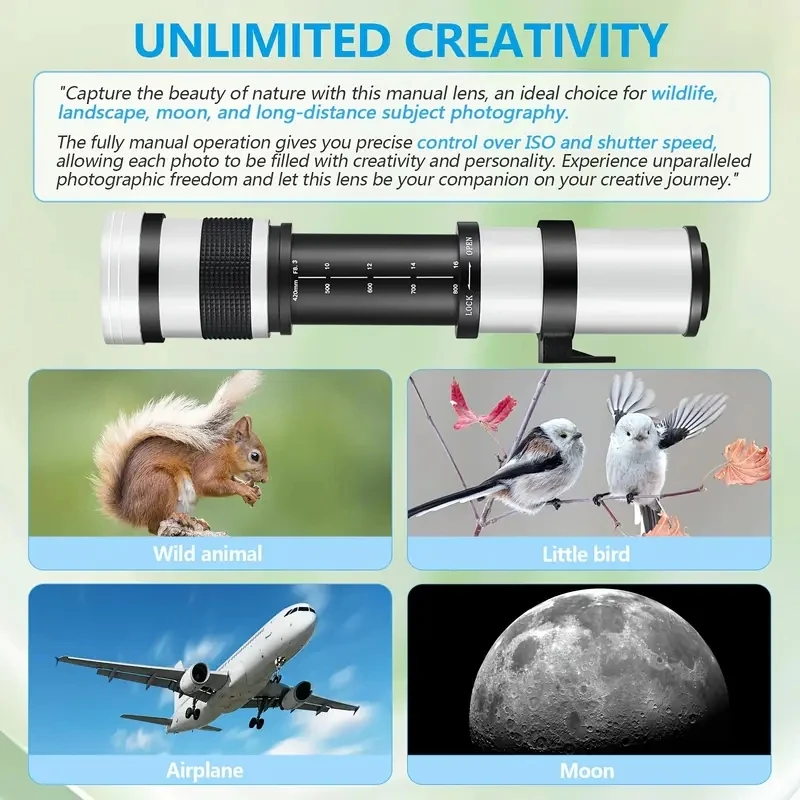 Lightdow 420-800 مللي متر f/8.3-16 لسوني كانون نيكون بنتاكس أوليمبوس كاميرات سوبر HD دليل المقربة عدسة تكبير + محول عالية الطاقة