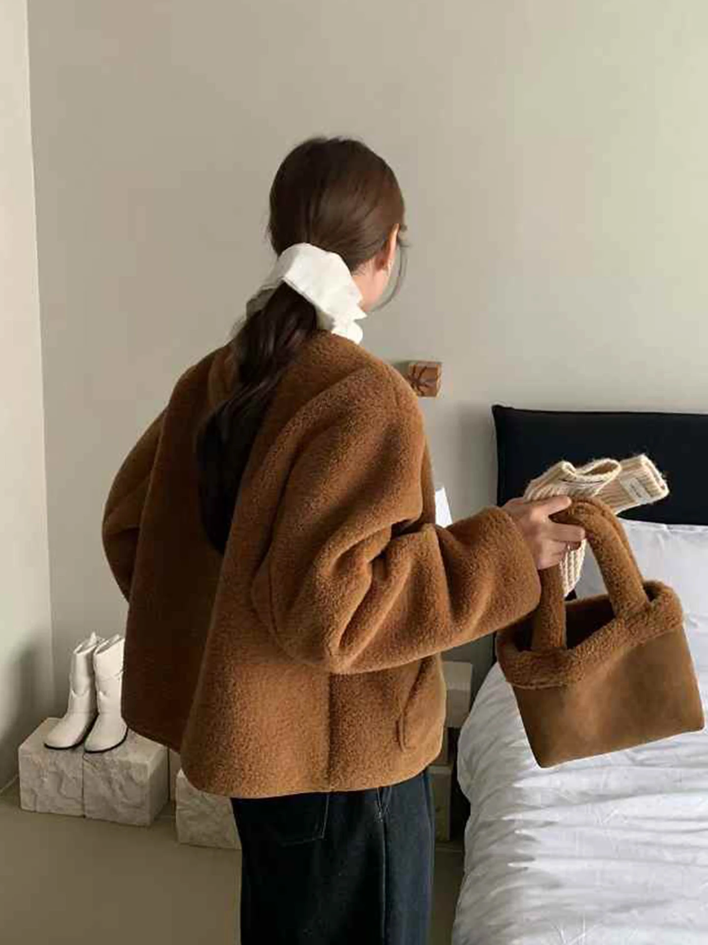 الرجعية التباين اللون القطن فرو الضأن ort Jaet المرأة فضفاضة كيت أعلى شتاء جديد Sle Faion ملابس خارجية معطف #3