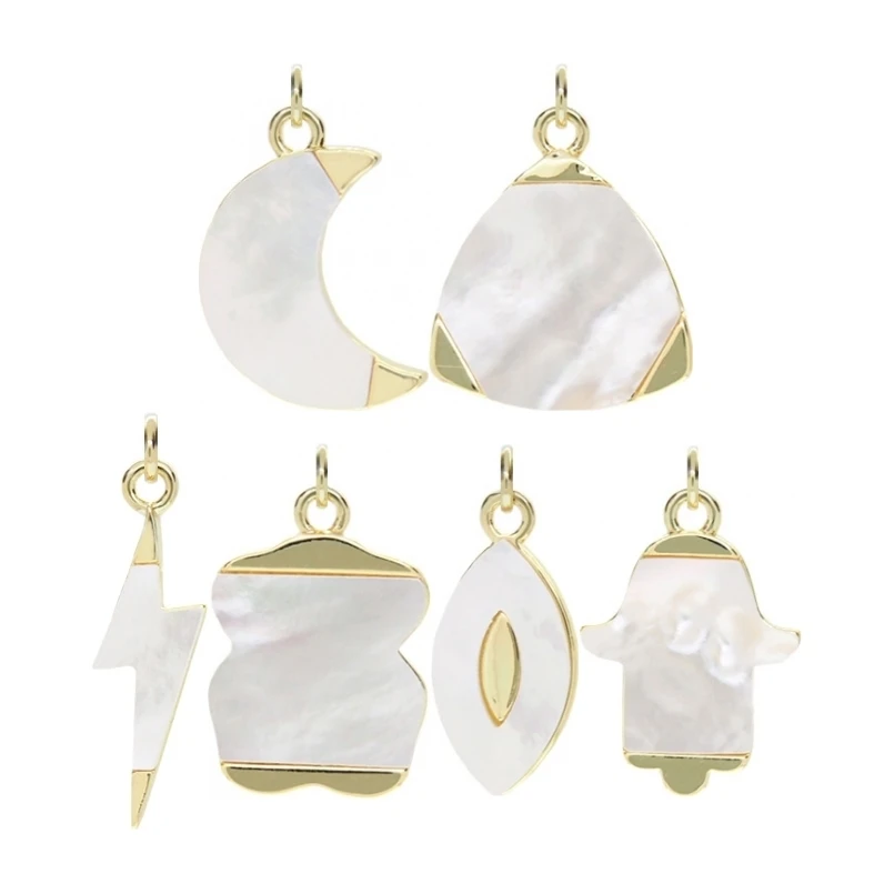 

10pcs White Shell Pendant for Making Necklace Jewelry Accessories Lightning Bear Moon Charms Wholesale Special Gifts