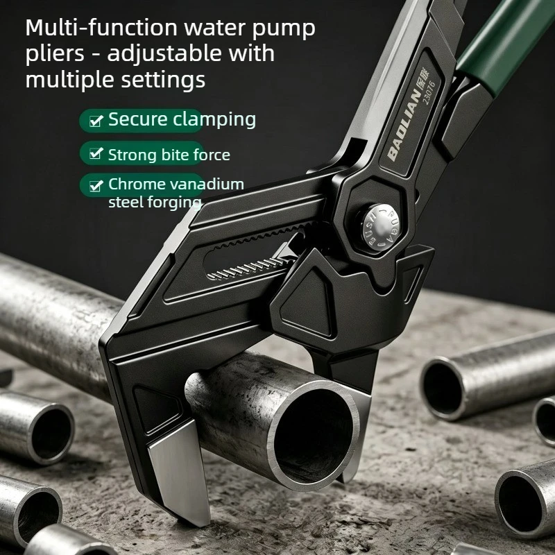 Multifunctional Water Pump Pliers Quick Adjust Large Opening Universal Pipe Pliers Adjustable Wrench Plumbing Repair Hand Tool