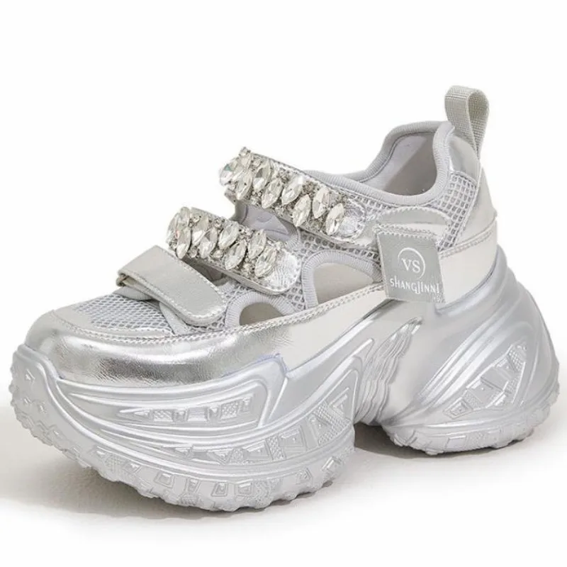 

8 см воздушная сетка синтетическая платформа на танкетке повседневные блестящие кожаные удобные летние брендовые кроссовки на плоской подошве на шнуровке массивные кроссовки