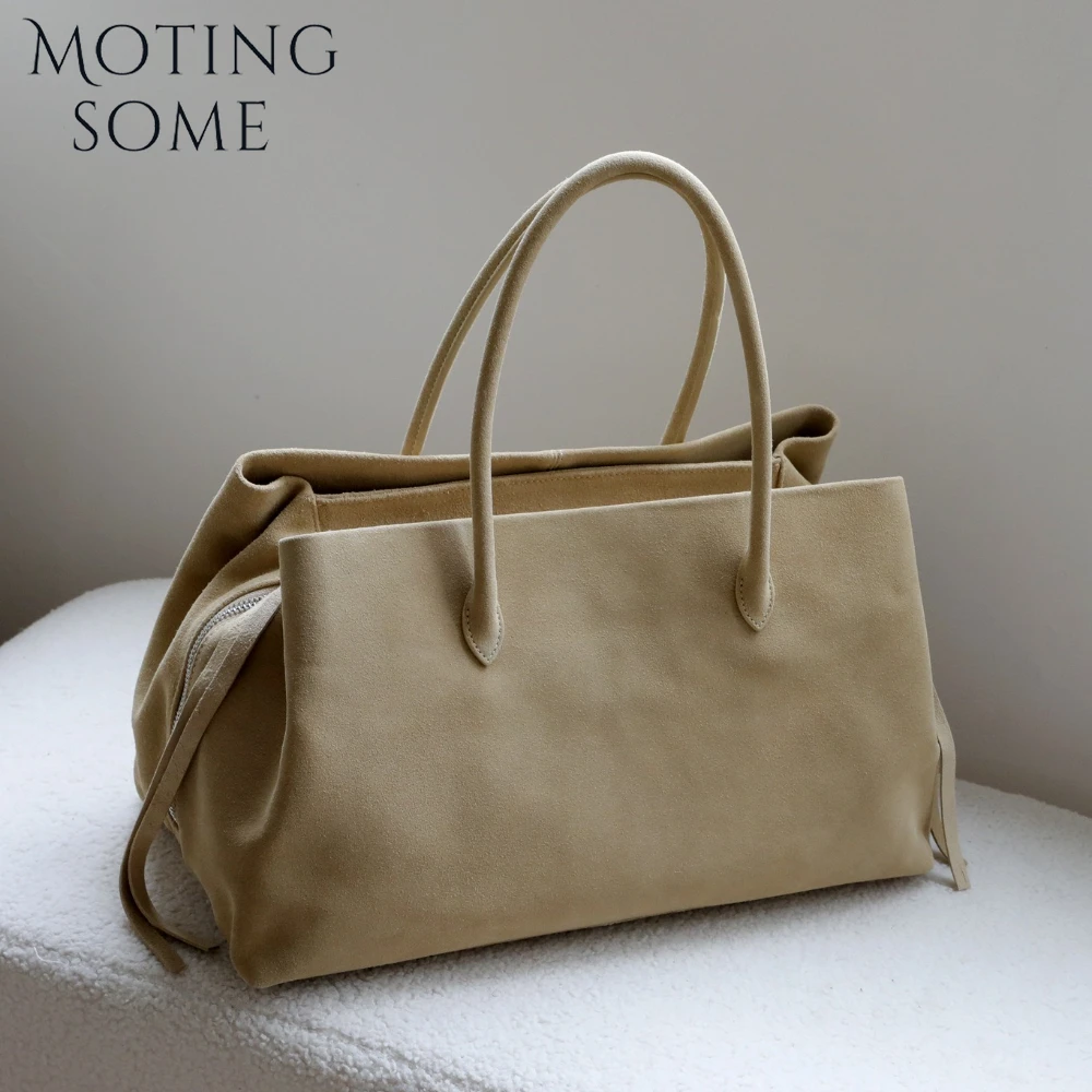 Motingsome Full Grain First-layer Cowhide Handbag Oversized Women Multi-compartment Tote Large-capacity Shoulder Satchel 2025