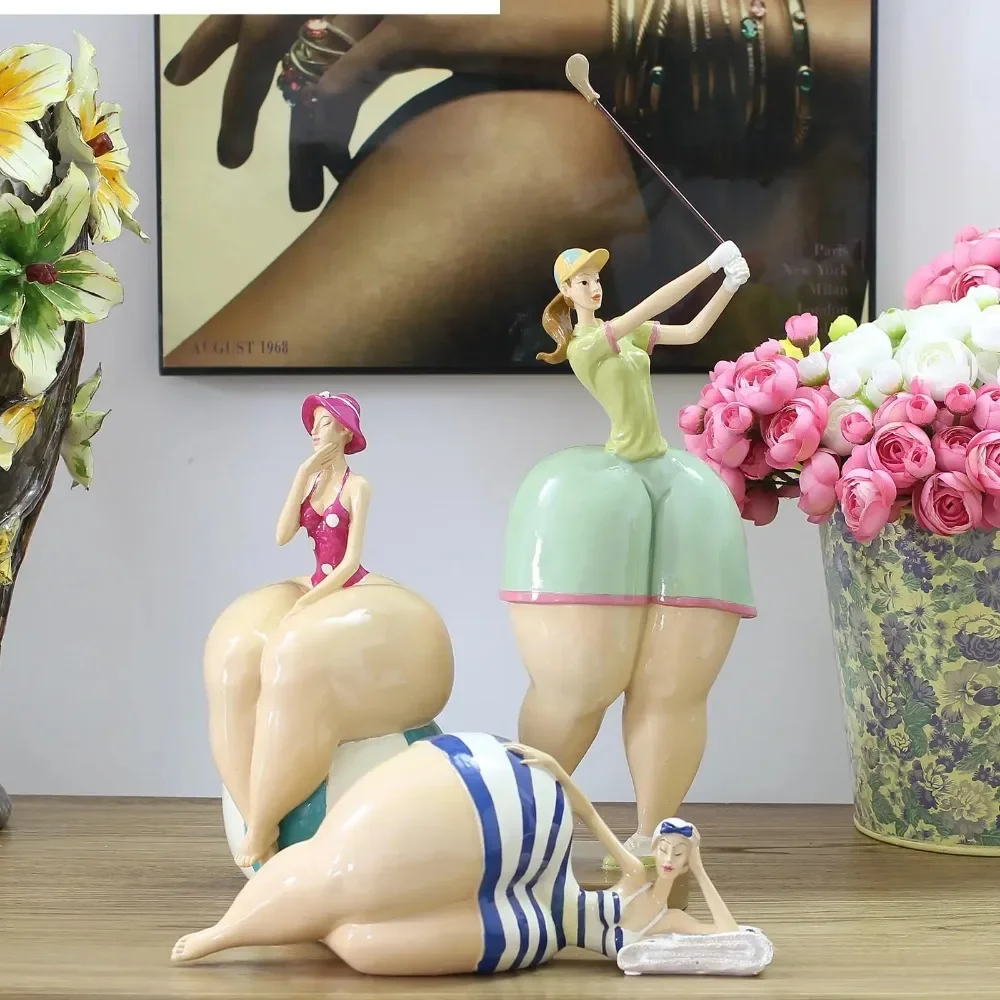 Nordic Plump Beauty Statue Ornaments Fat Girl Statue Sculpture Home Living Room Desk Resin Ornaments Decorative Accessories