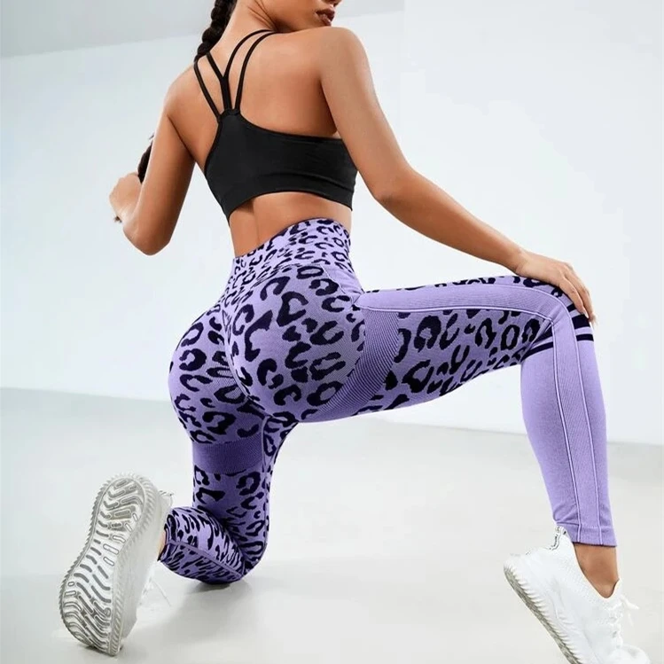 QK 2024 Leopard Seamless Women Sport Yoga Pant Workout Athletic Fitness Gym Workout Pant Scrunch Leggings Active Running Wear