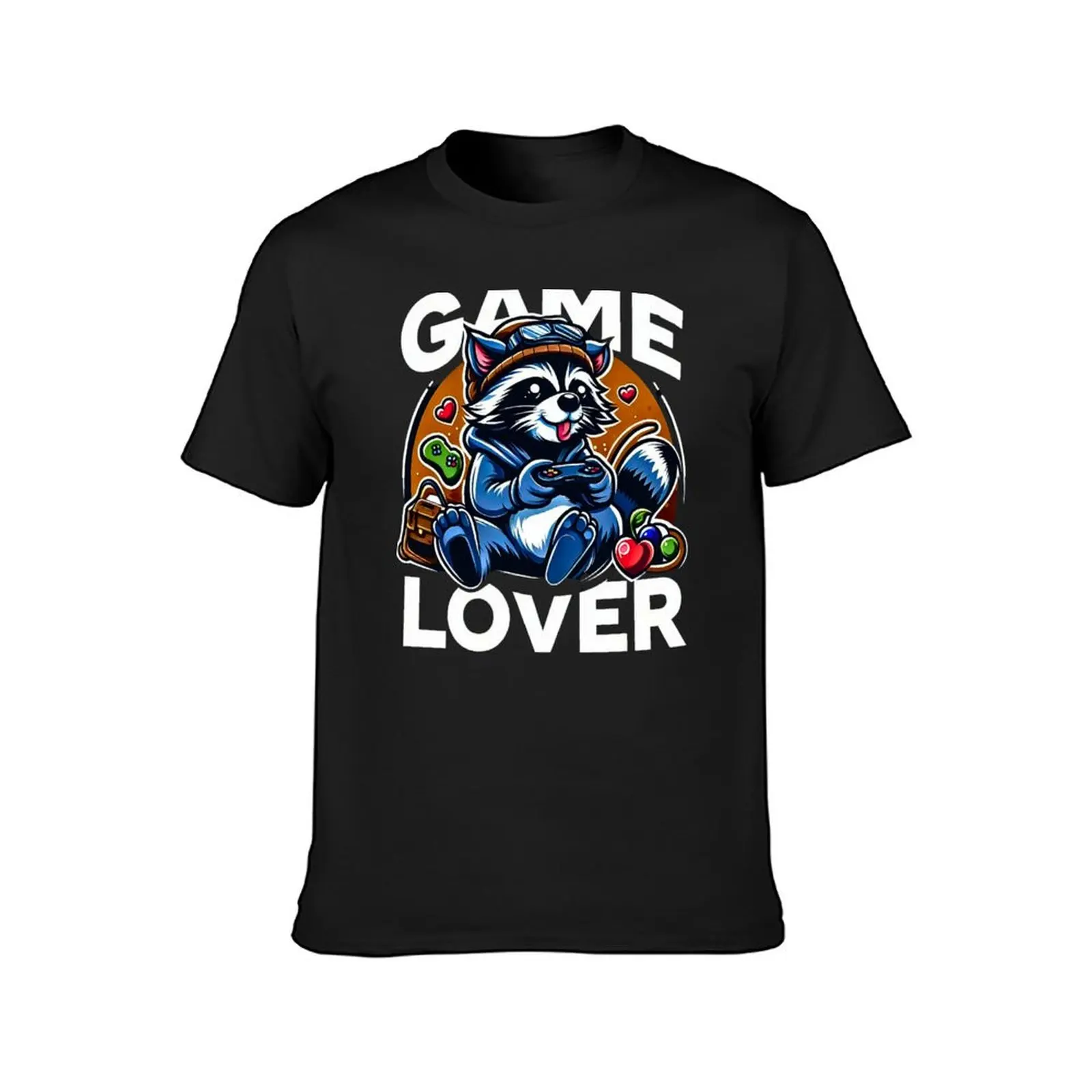 Raccoon Gamer With Text Game Lover T-Shirt oversized quick-drying hippie clothes mens graphic t-shirts anime