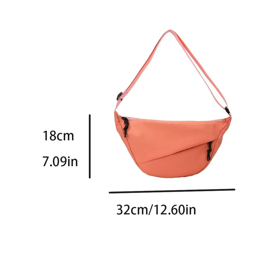 Saco Crossbody Nylon Forma Half-Moon, Zíper de dupla camada, Bolsa de ombro Dumpling, Stroge impermeável, Bolsa de Mensagem Esportiva