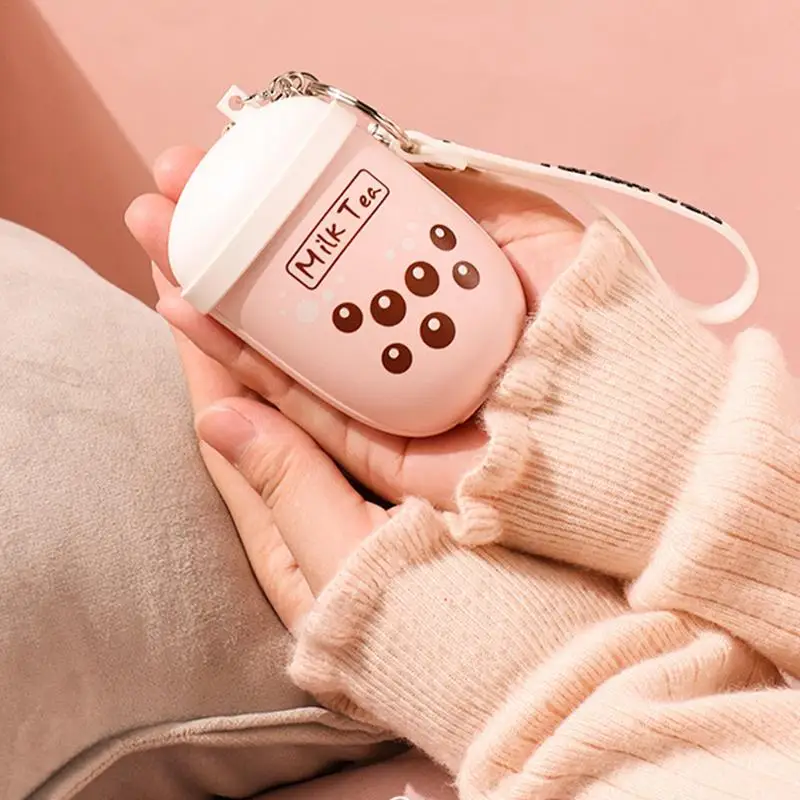 Cute Electric Hand Warmer Hand Milk Tea Design Power Bank Pocket Rechargeable Body Heater Reusable Portable Pocket Heater Fast