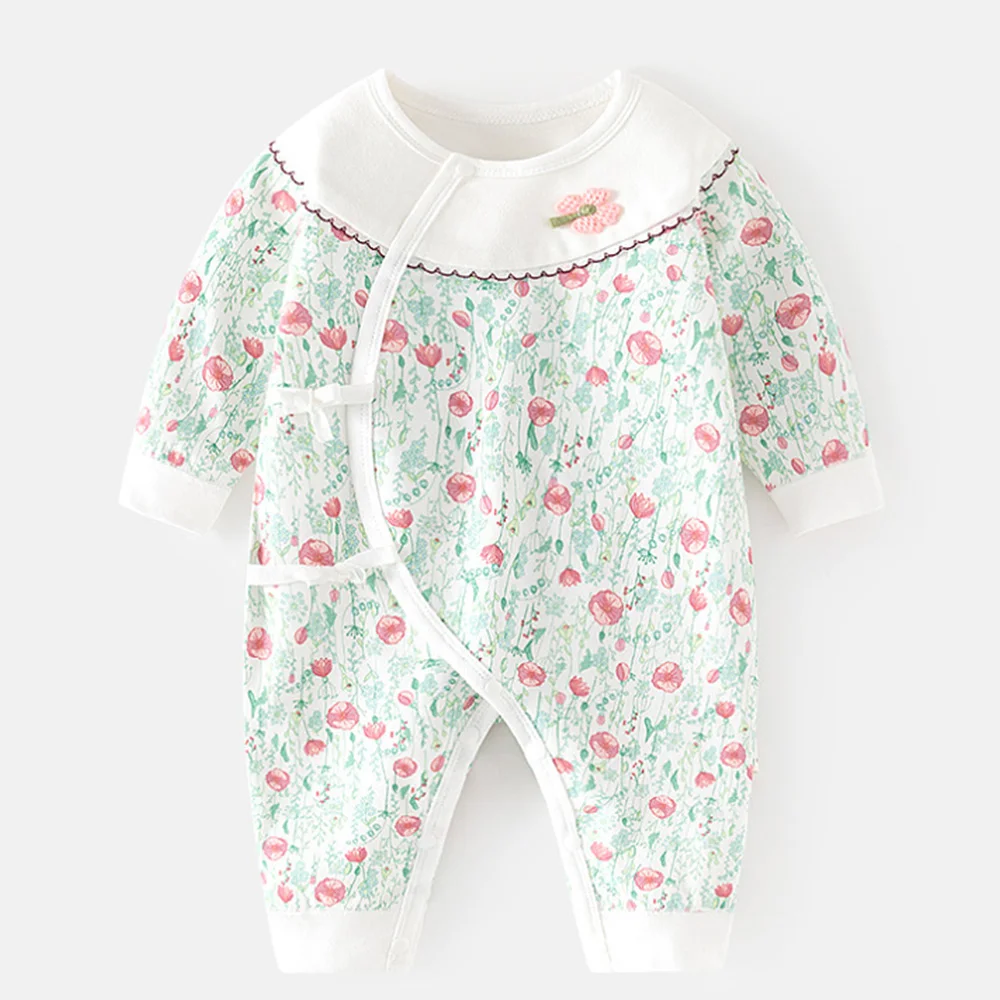 0 3 Months Baby Rompers For Girls Long Sleeve Floral Cotton Spring Autumn Newborn Clothes 0-3 Months Hospital Baby Jumpsuit