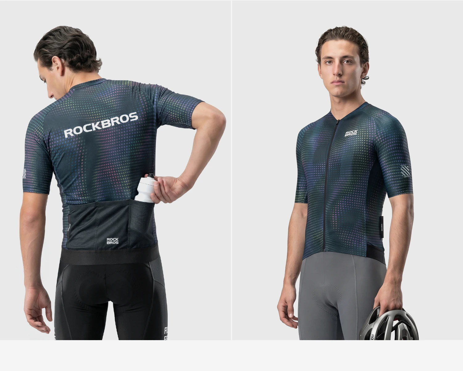 ROCKBROS Sommer-Radtrikot Leichtes Hochelastisches Oberteil Atmungsaktives Schnelltrocknendes Kurzarm-Trikot Herren-Radsportbekleidung – Detail 18