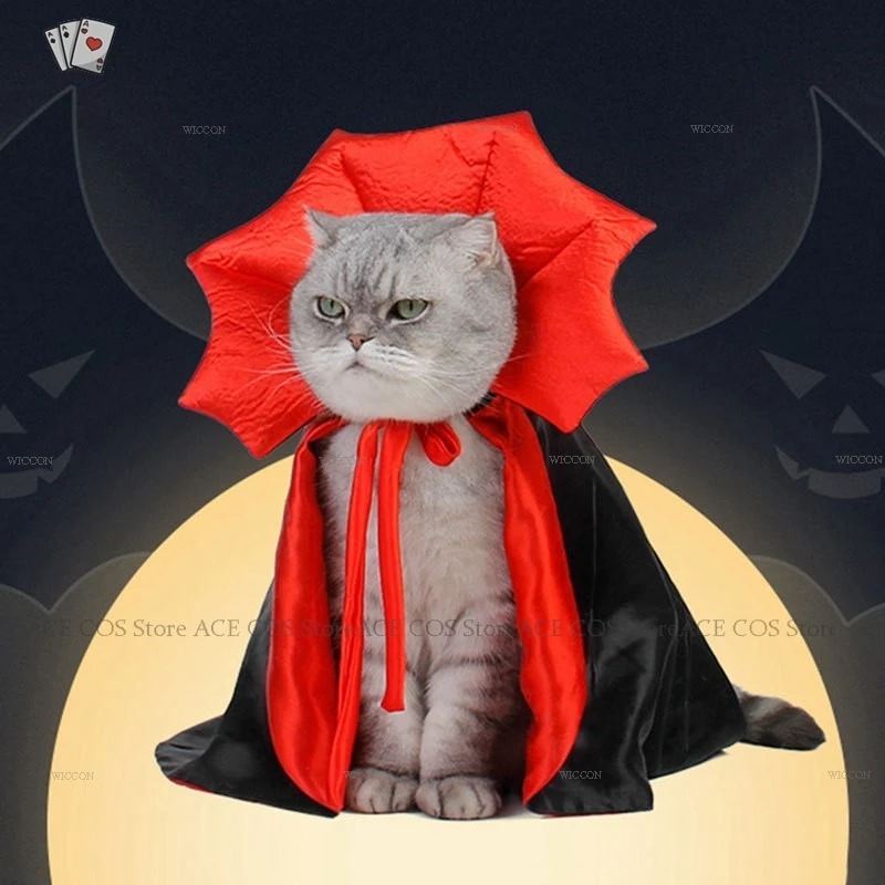 Halloween Pet Cats Dog Puppy Kitty Bat Vampire Count Cosplay Costumes Pet Halloween Shawl Cape Cloak Animal Party Dress Up