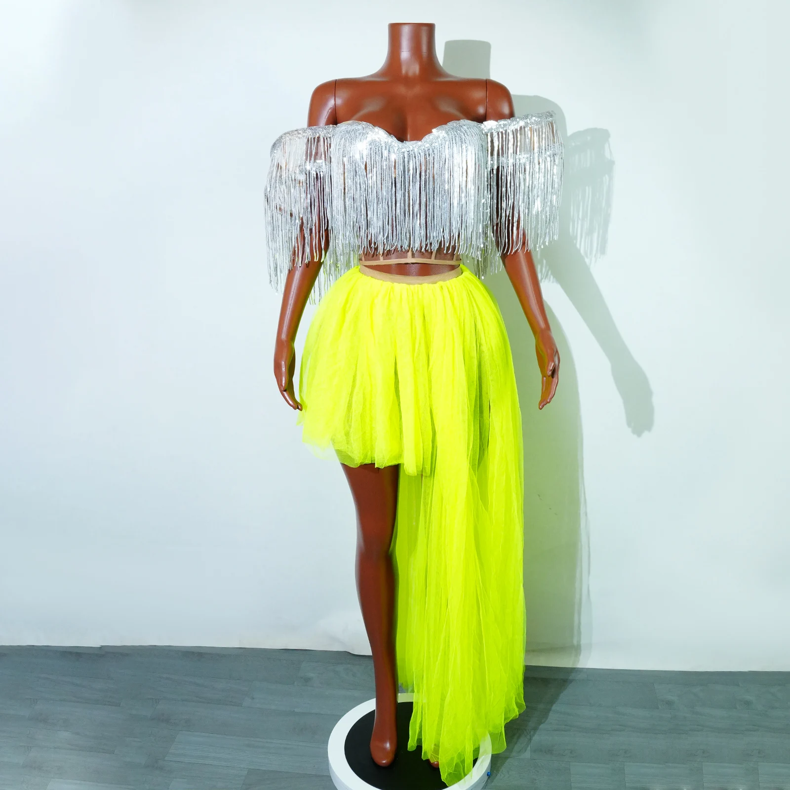 

women Sexy sequin dress top and skirt party club wedding birthday backless Gown Celebrity long dress stage drag queen costumes