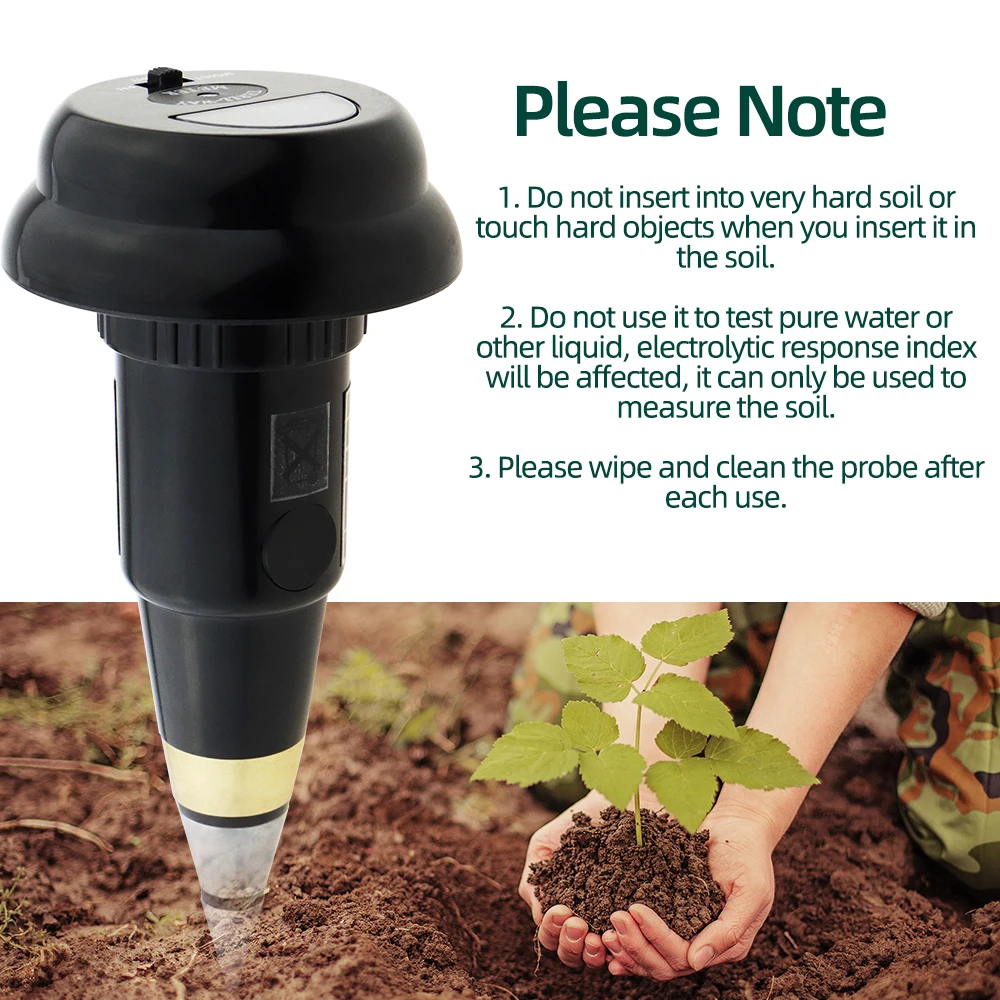 Handheld 3 In 1 Cone Soil Tester, Moisture, Sunlight, Ph,acidity Meter Moisture Meter Plant Ph Tester Gardener Garden Tools