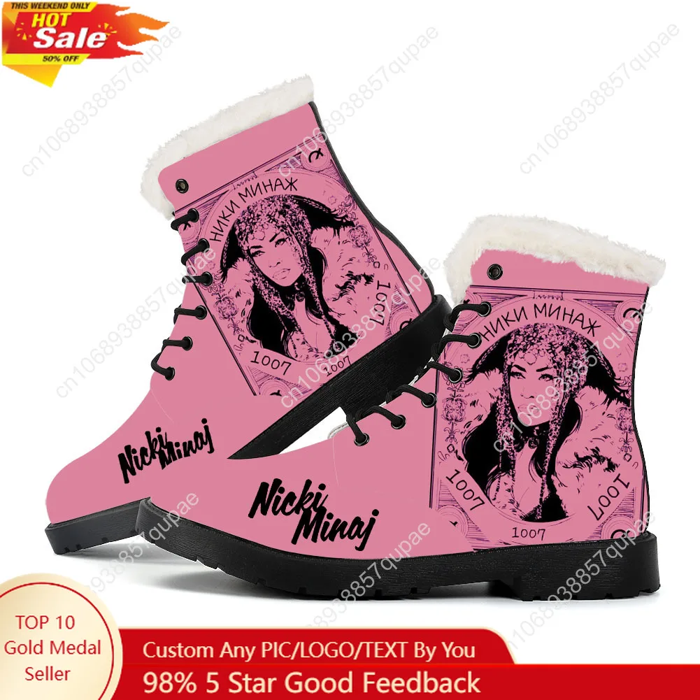 

Горячие плюшевые ботинки в стиле рэпера N-Nicki Minaj, мужская и женская подростковая обувь, уличные водонепроницаемые повседневные ботинки, легкие ботинки на заказ