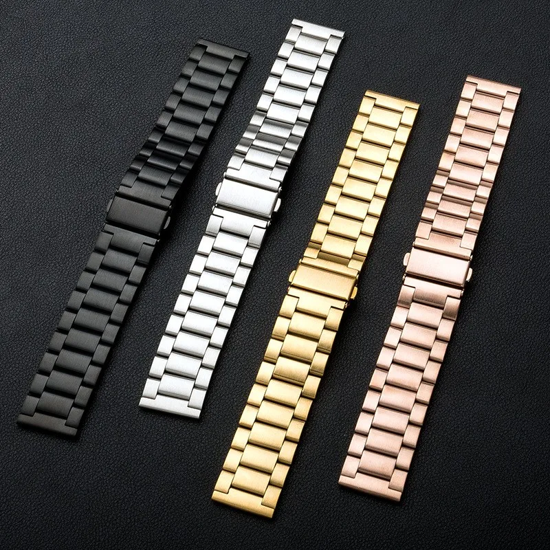 20mm 22mm High Quality Hollow Stainless Steel Wristwatch Band Universal Watches Straps Double Press Folding Buckle With Tool