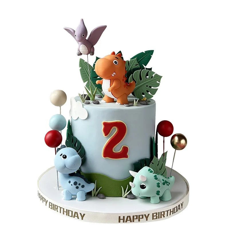 Cartoon Animals Dinosaurs Cake Plant Volcanoes Themed Cake Decoration Dinosaurs Birthday Party Children's Cake Decorations Props