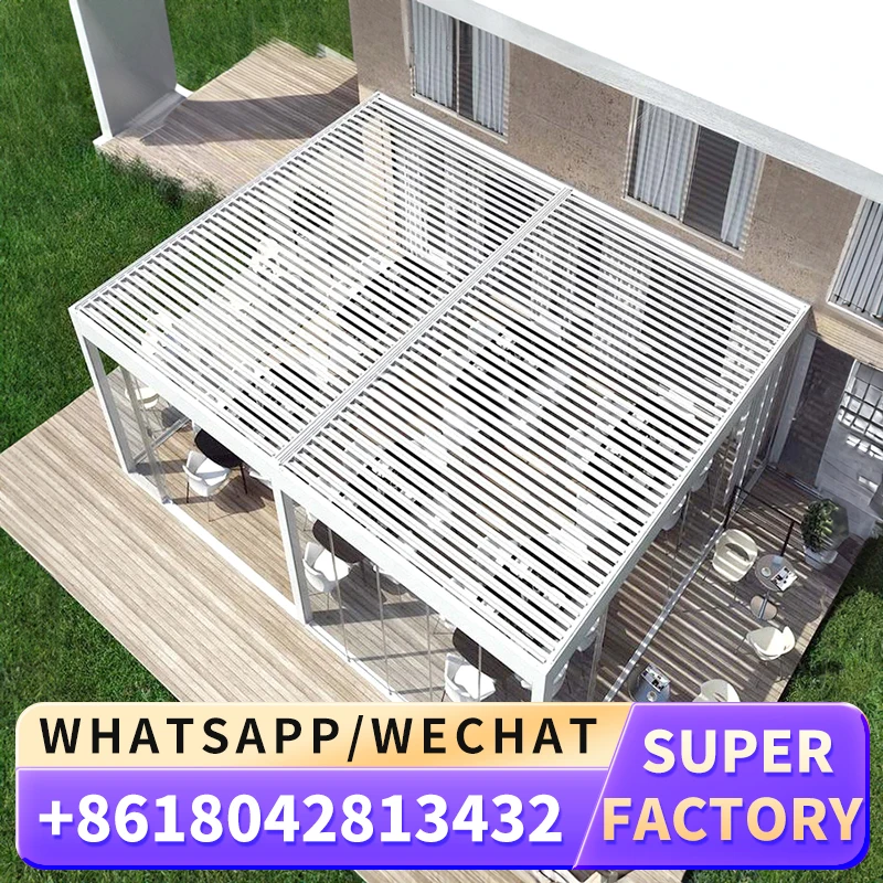 Sun Shade 3*3 3*4 Motorized Electric Modern Garden Outdoor Aluminum Louvered Pergola Pavilion Gazebo Pergole with Sides Roof