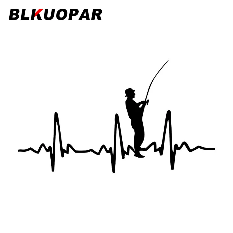 

BLKUOPAR A Person Holding A Fishing Rod Car Stickers Vinyl Decals Occlusion Scratch Die Cut Creative Waterproof Laptop VAN Goods