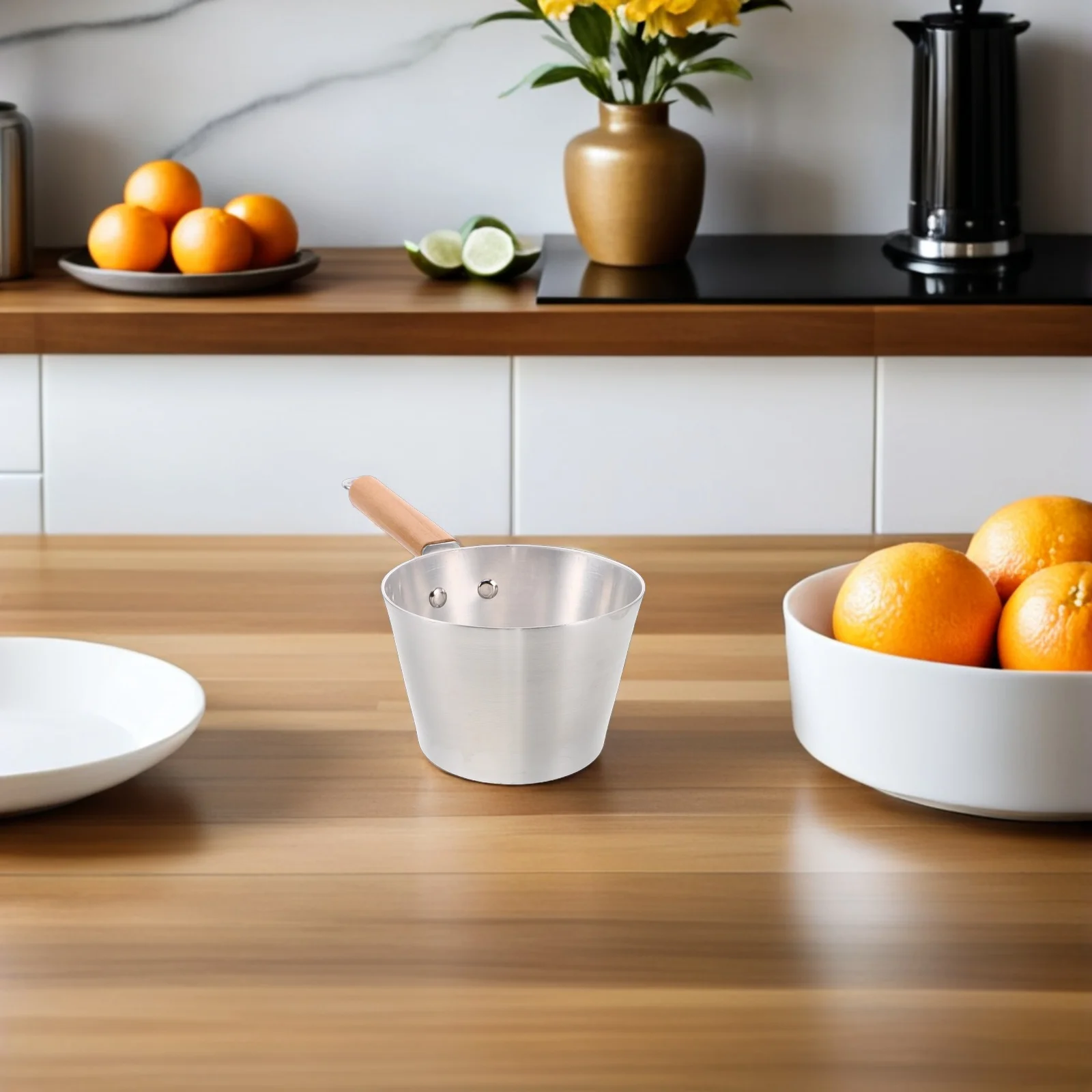 

Aluminum Soup Pot Thickened Small Saucepan Wood Handle For Milk Butter Melting Hot Chocolate Induction Stockpot Kitchen